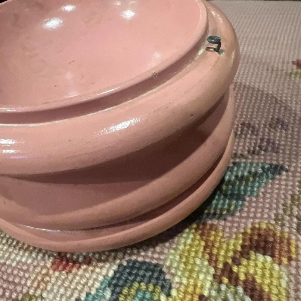 VTG Pink Musical Trinket Box Boudoir Vanity Courting Couple Japan Wind‎ Up Decor